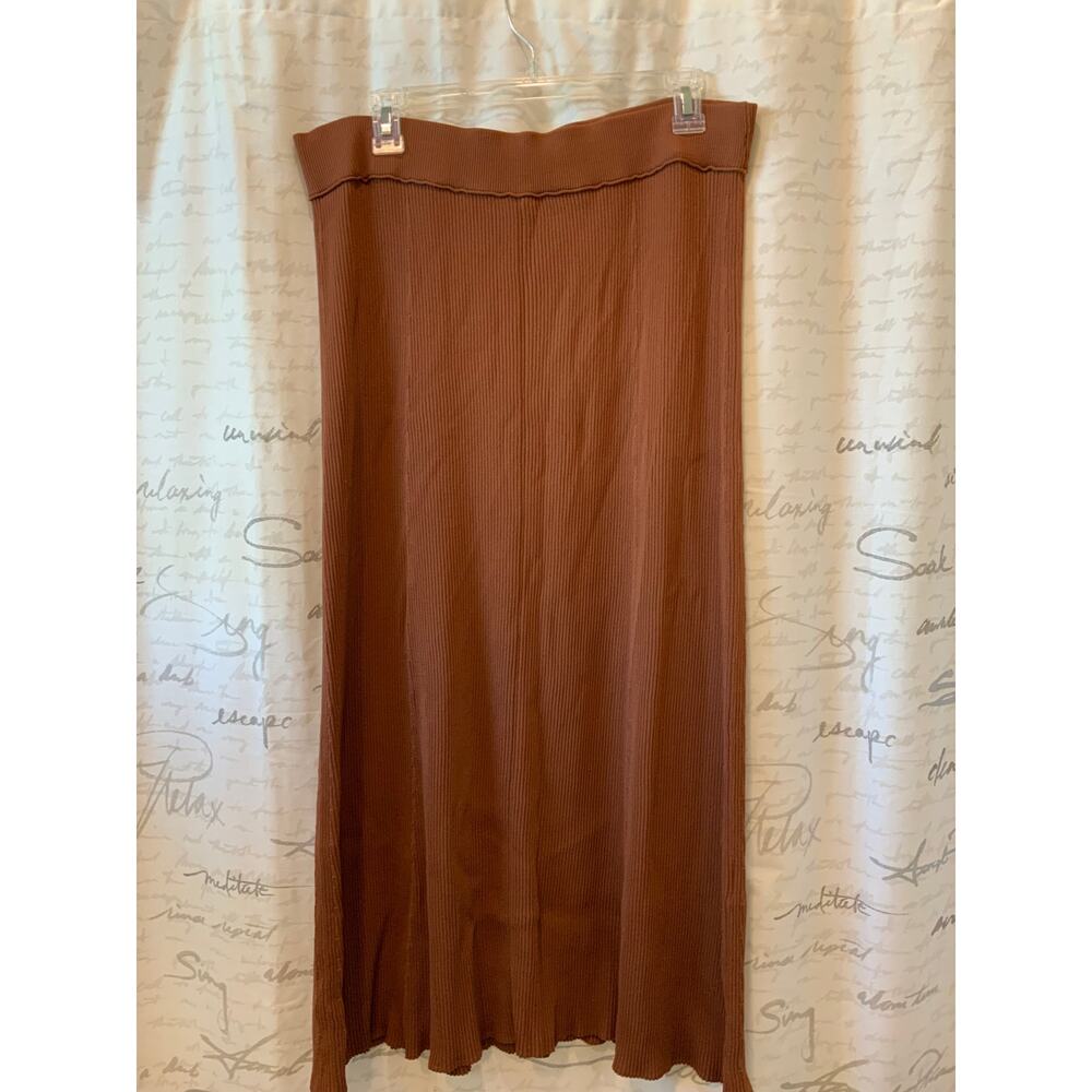 Everlane Ribbed Knit Brown Maxi Skirt Womens XL